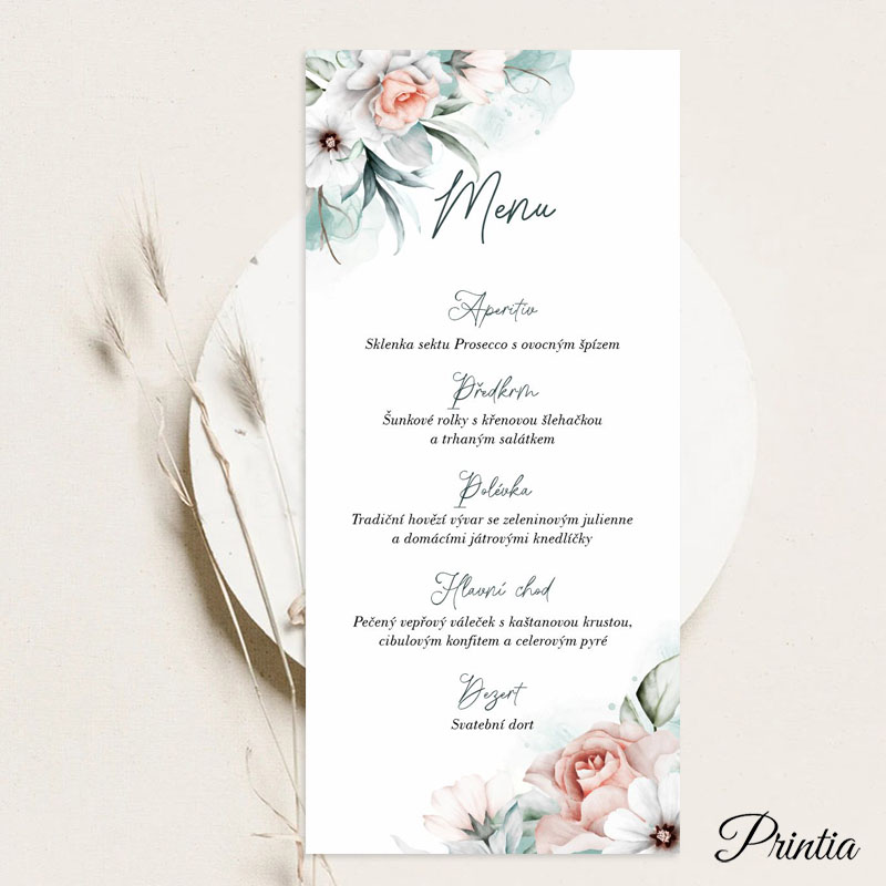Floral wedding menu