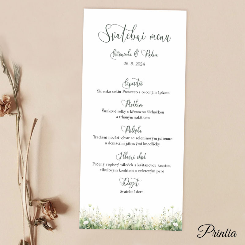 Wedding menu with meadow