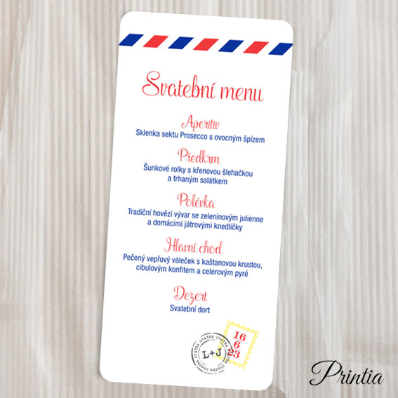 Wedding menu ticket