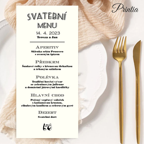 Art deco wedding menu