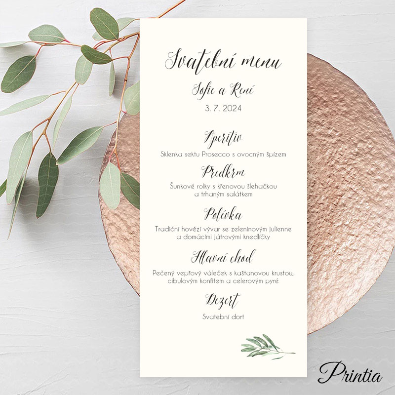 Wedding menu with twigs