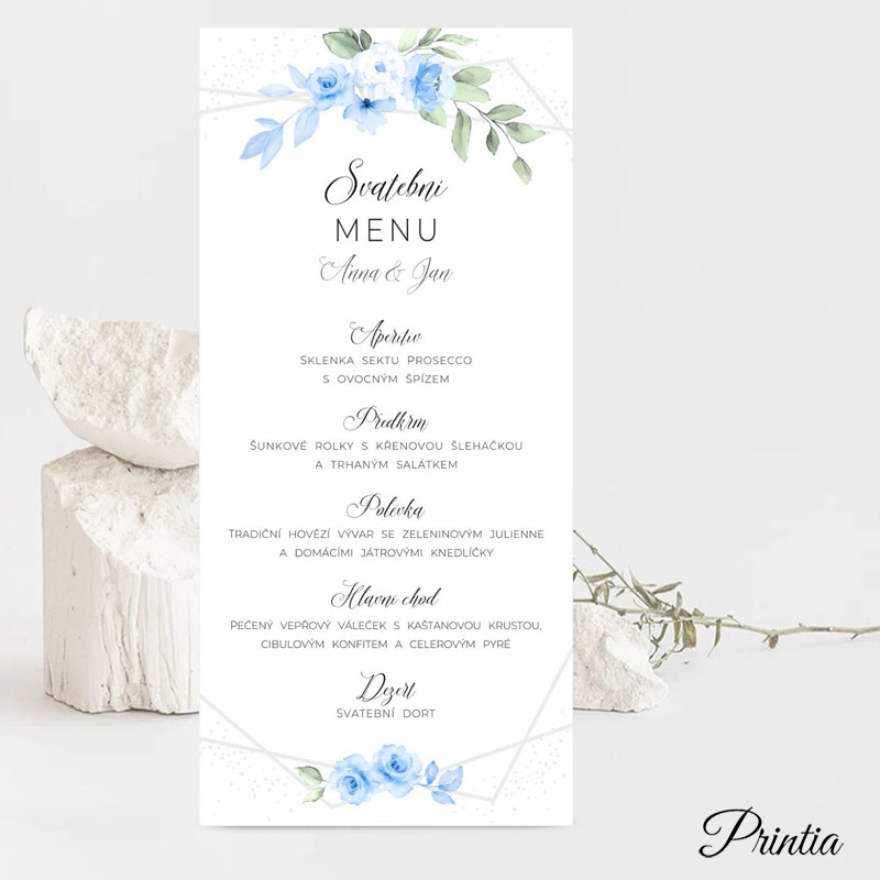 Blue wedding menu