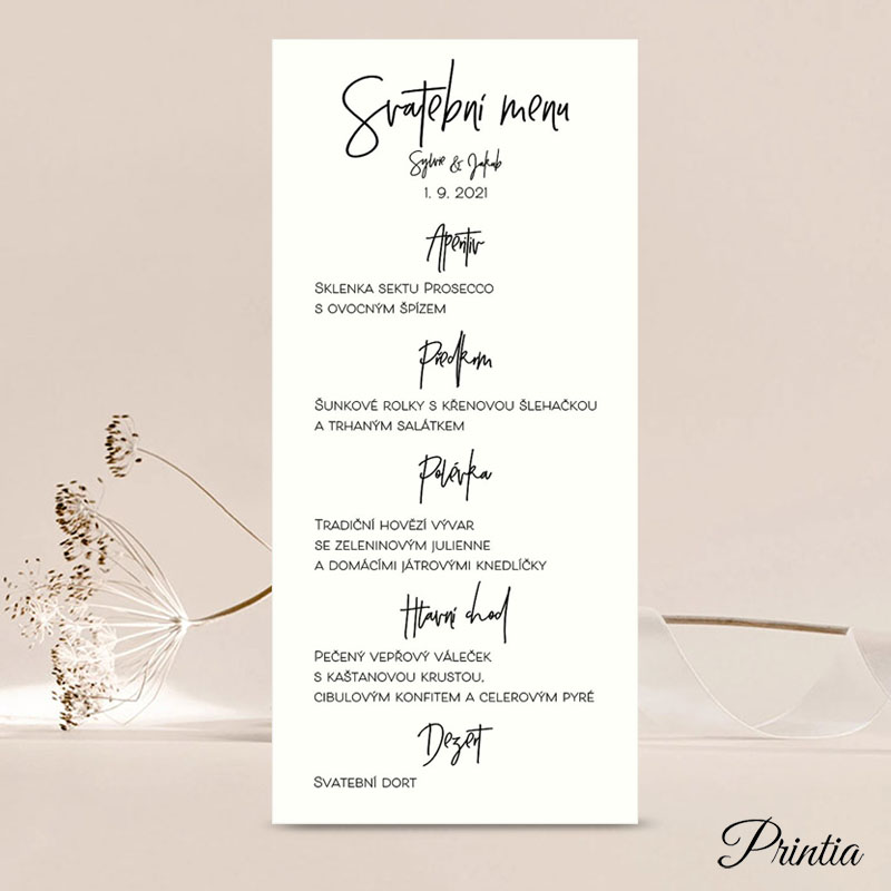 Creamy wedding menu