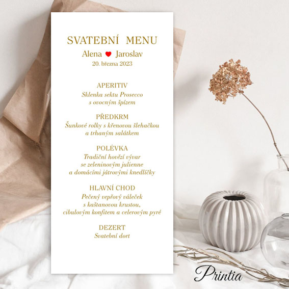 Simple wedding menu