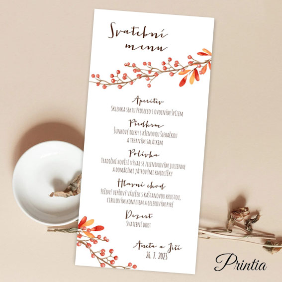 Wedding menu autumn colors