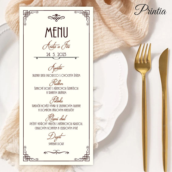 Art deco wedding menu