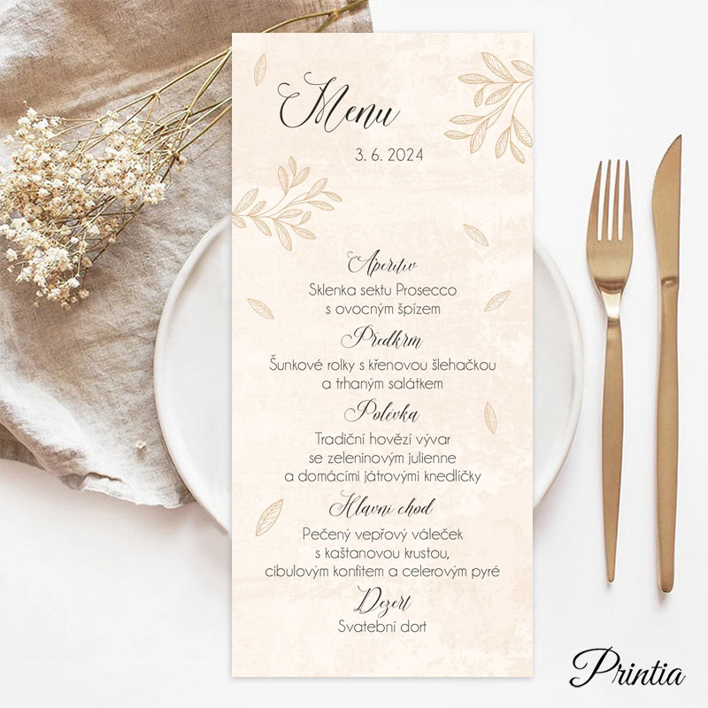 Krémové svadobné menu