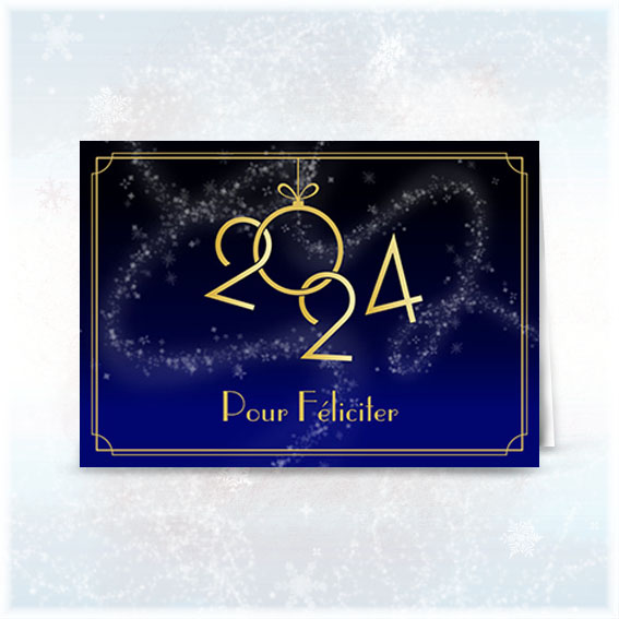 Opening New Year's card with the numbers 2024 on a dark blue background