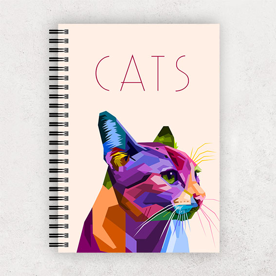 Spiral notebook with a colorful cat