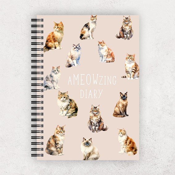 Krúžkový zápisník s mačkami