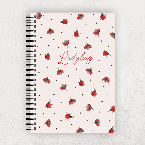 Spiral notebook with ladybugs