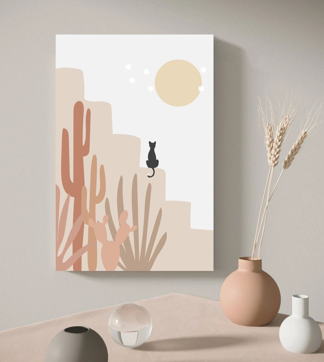 Obraz na stenu Mačka s kaktusmi