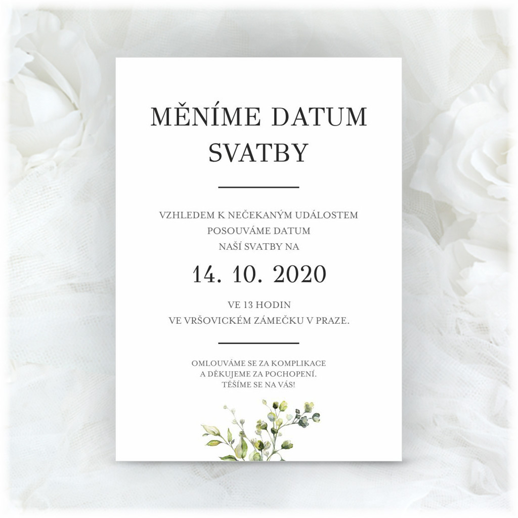 Oznámenie o zmene dátumu svadby