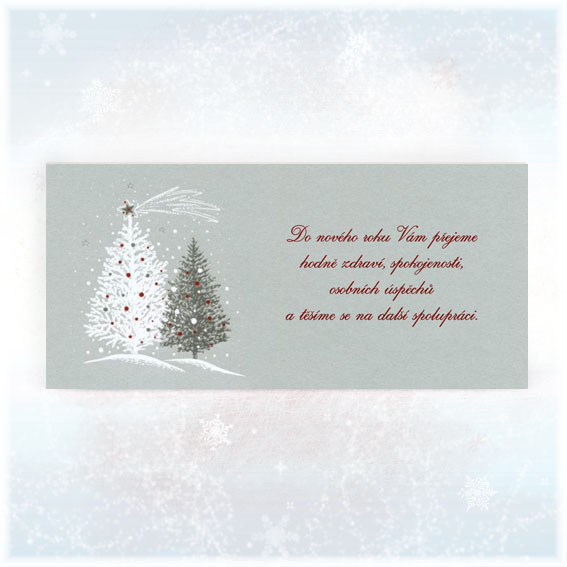 New Year's card with snow-covered Christmas trees