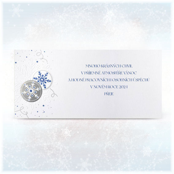 New Year's card with blue and silver embossing