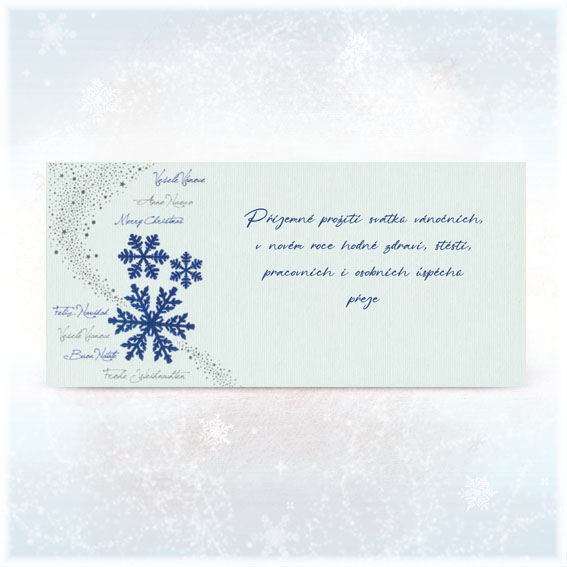 New Year's card by embossing blue flakes
