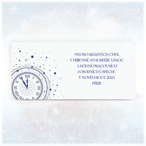 New Year's card with shiny blue and silver debossing