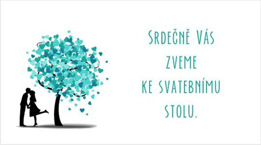 Wedding table invitation with turquoise tree