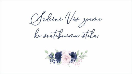 Table invitation with blue and pink flowers