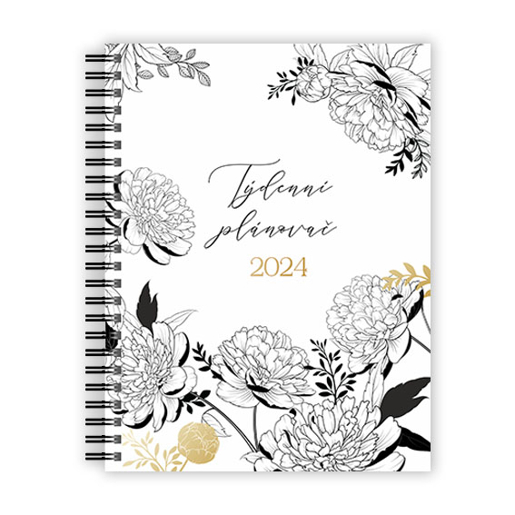 Weekly planner black and white with gold details