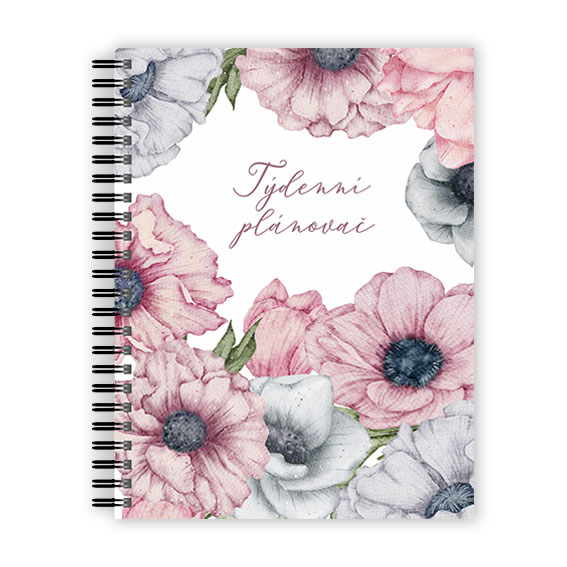 Weekly planner with anemones