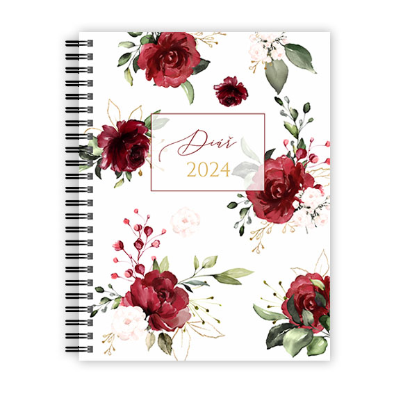 Diary with red flowers