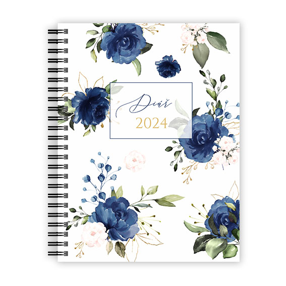 Diary 2023 with blue flowers