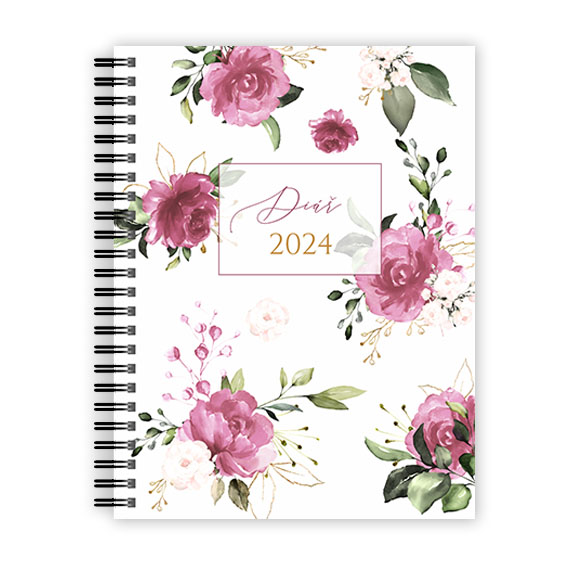 Diary 2023 with pink flowers