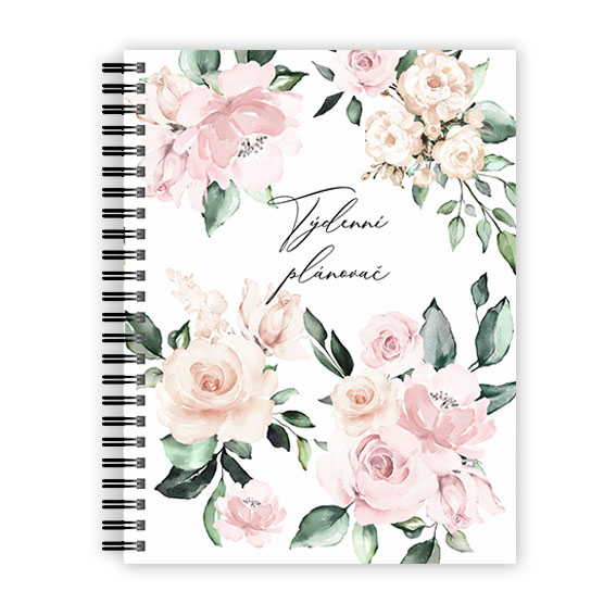 Weekly planner with watercolor flowers