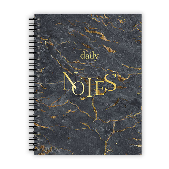 Daily notes diary black gold marble