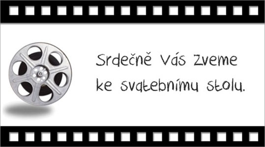 Pozvánky filmové políčko - ke svatebnímu stolu