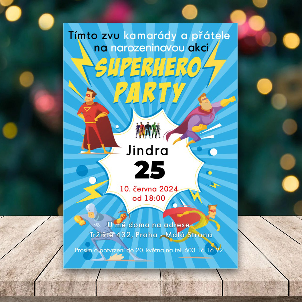 Pozvánka na narozeninovou party superhero NP20