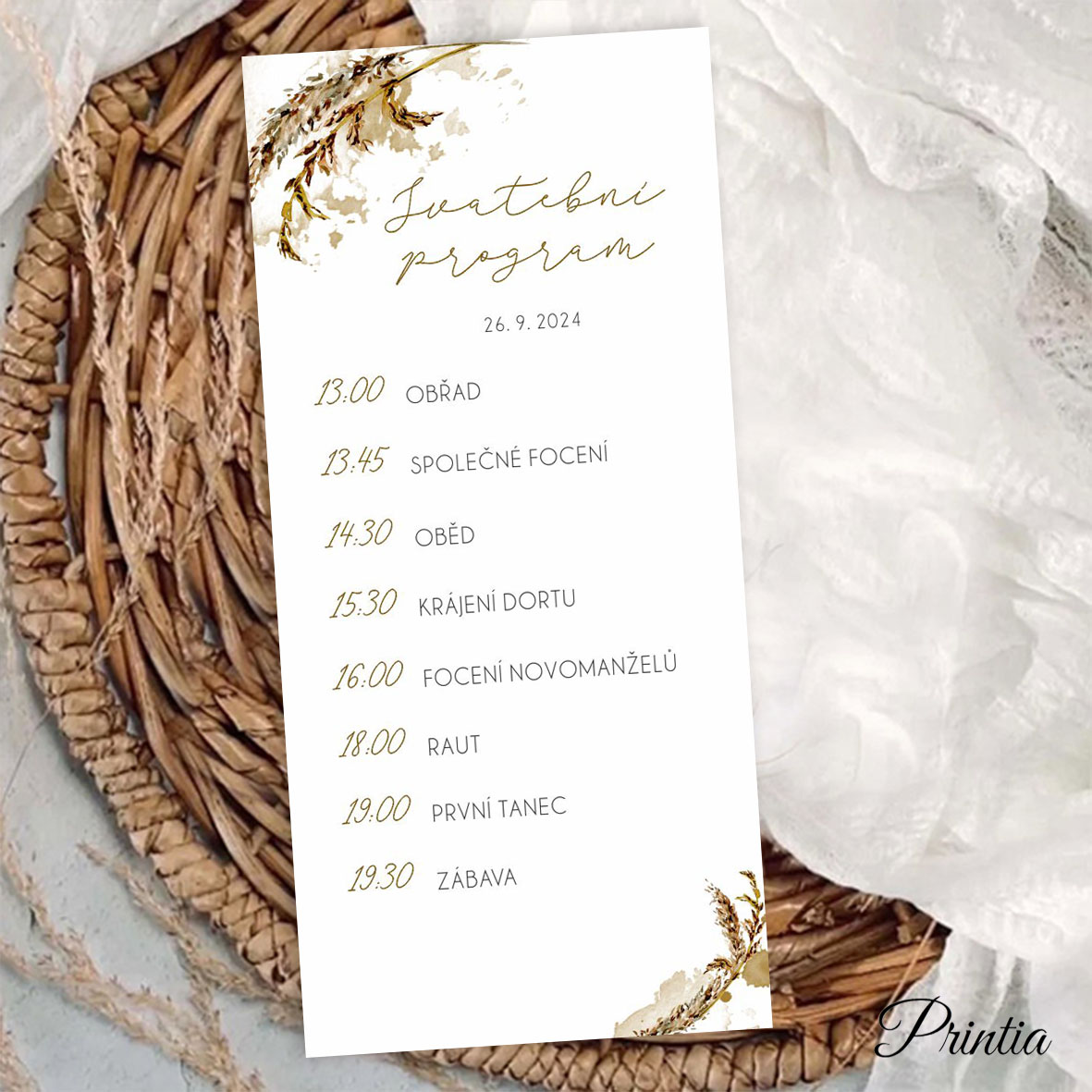 Floral wedding day schedule