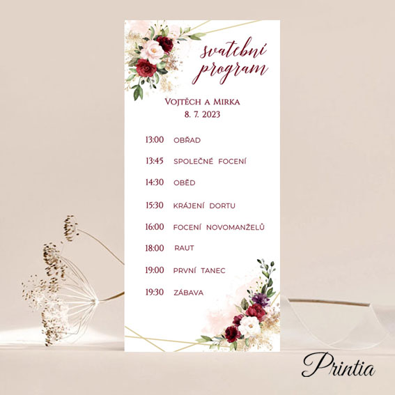 Geometric floral wedding timeline