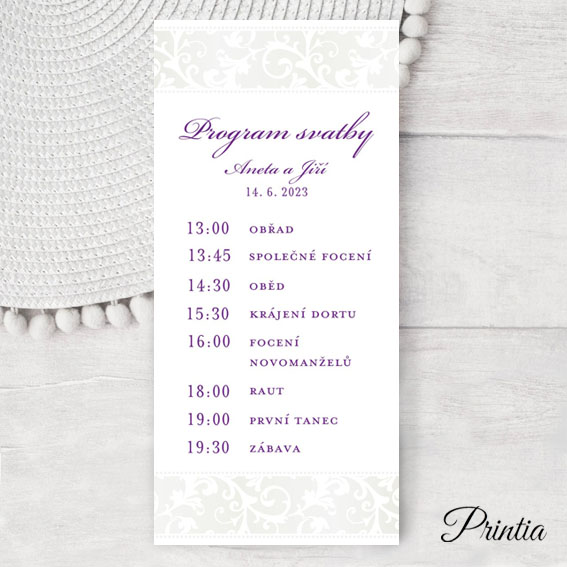 Wedding timeline with glossy ornament
