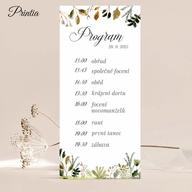 Wedding menu with flowers