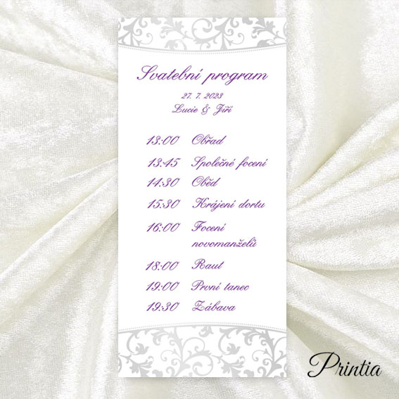 Wedding timeline with pearly ornament