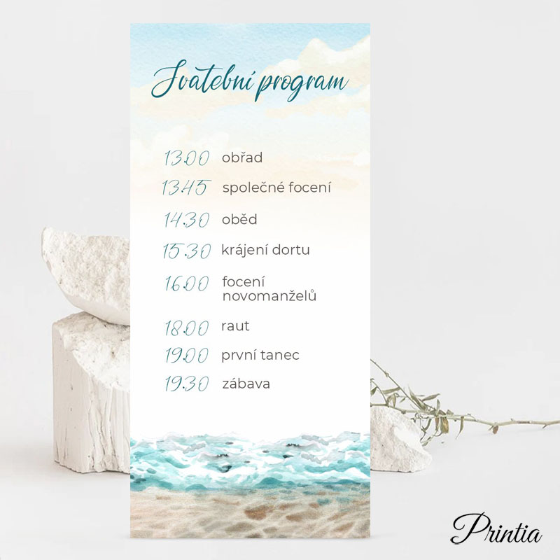 Wedding day timelina with the theme of the sea and the beach