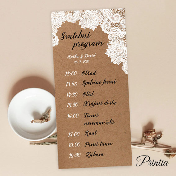 Wedding timeline with lace
