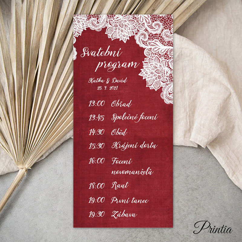 Wedding timeline with lace