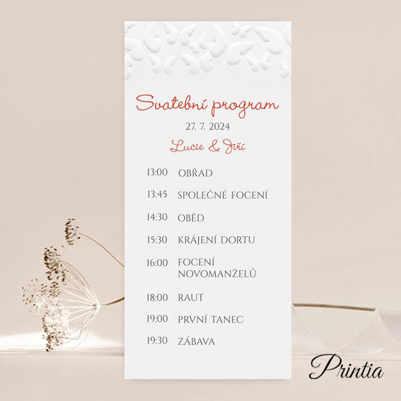 Wedding timeline with butterflies