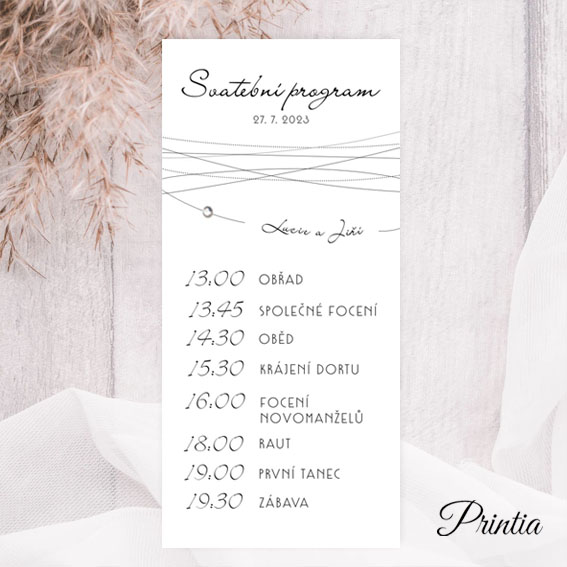 Wedding timeline strings with stone