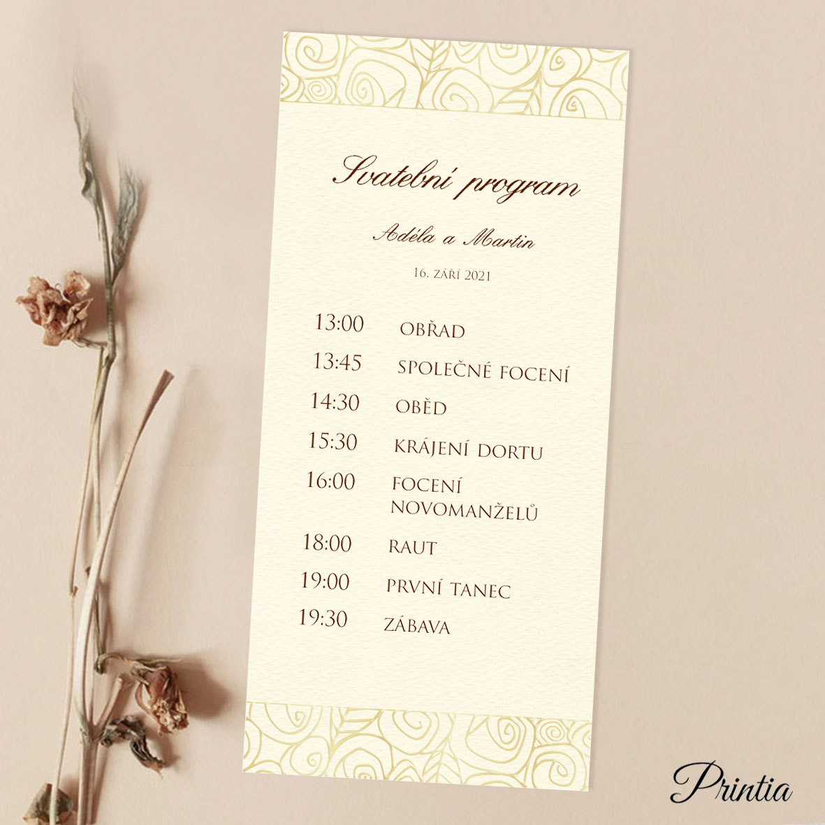 Wedding timeline stylized flowers ornament