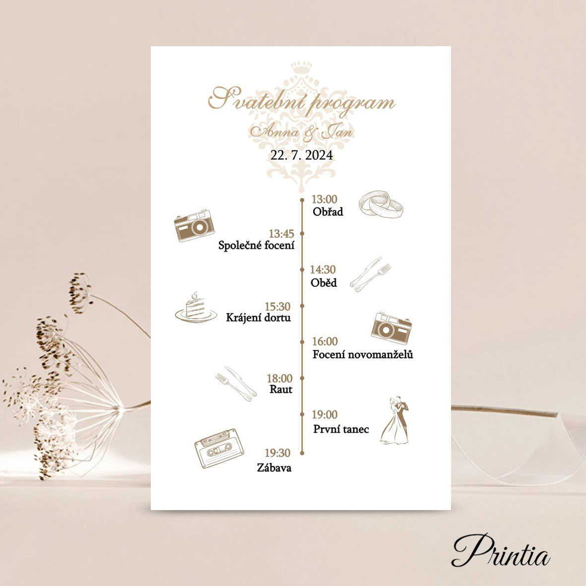 Wedding timeline with ornament