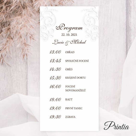Wedding timeline with embossed ornaments