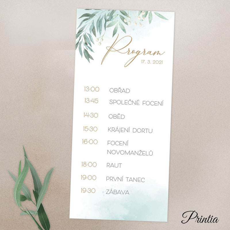 Wedding timeline with green  branch