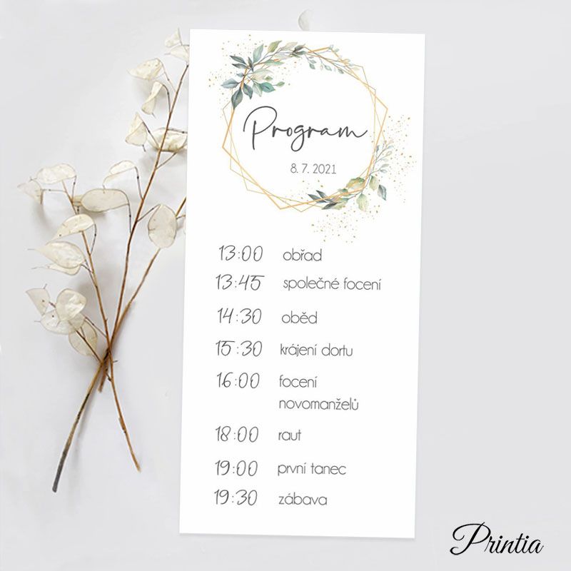 Wedding timeline with a geometric pattern