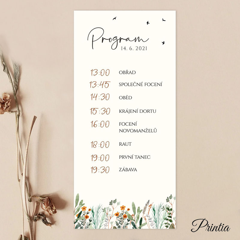 Wedding timeline with flowers