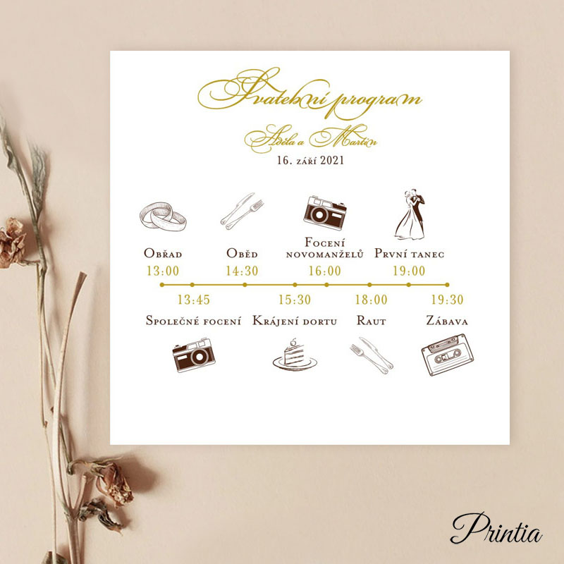 Square wedding timeline with icons