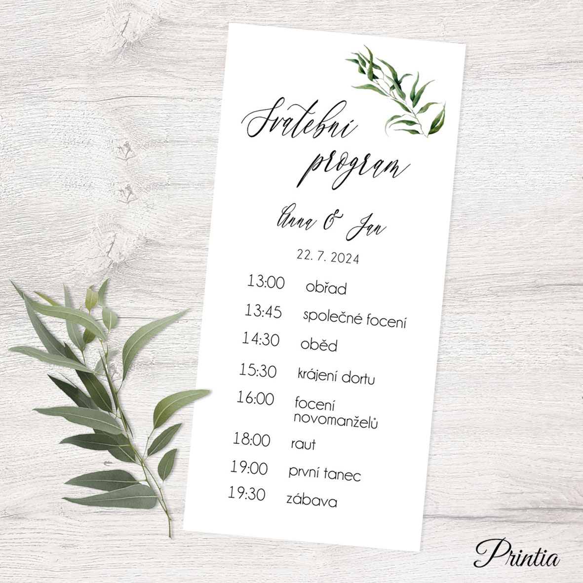 Wedding timeline with leaf